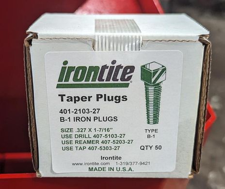 Type B-1 Ductile Iron Crack Repair Plugs — Irontite Products Inc.